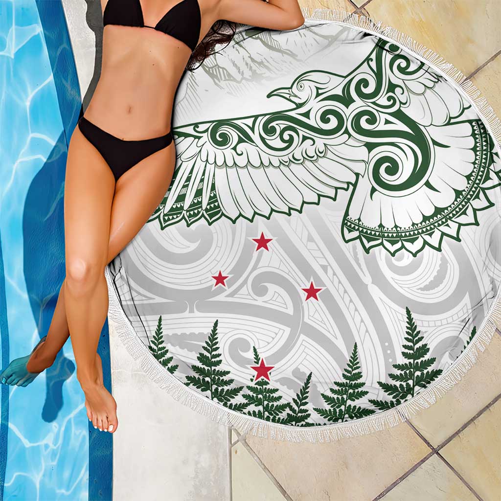 New Zealand Kea Bird Beach Blanket Maori Tattoo and Silver Fern Green Color LT03 - Polynesian Pride