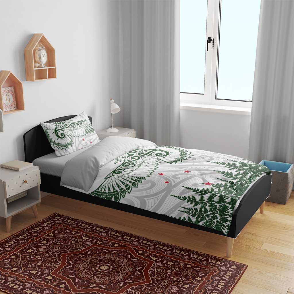 New Zealand Kea Bird Bedding Set Maori Tattoo and Silver Fern Green Color LT03 - Polynesian Pride