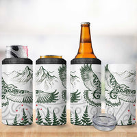 New Zealand Kea Bird 4 in 1 Can Cooler Tumbler Maori Tattoo and Silver Fern Green Color LT03 - Polynesian Pride