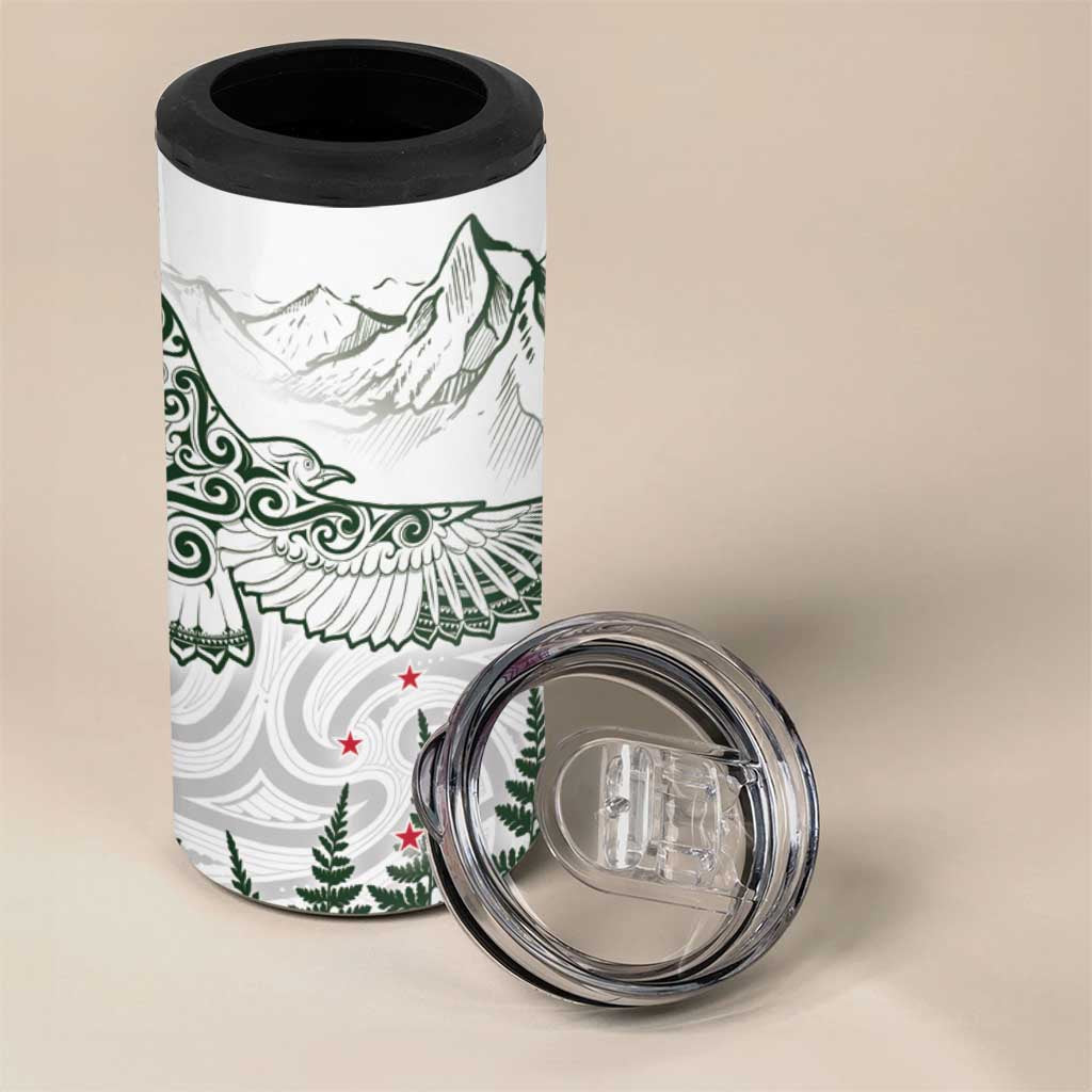 New Zealand Kea Bird 4 in 1 Can Cooler Tumbler Maori Tattoo and Silver Fern Green Color LT03 - Polynesian Pride