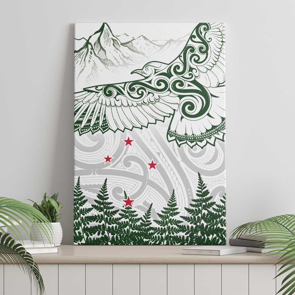 New Zealand Kea Bird Canvas Wall Art Maori Tattoo and Silver Fern Green Color LT03 - Polynesian Pride
