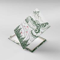 New Zealand Kea Bird Canvas Wall Art Maori Tattoo and Silver Fern Green Color LT03 With Frame White - Polynesian Pride