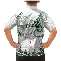 New Zealand Kea Bird Family Matching Mermaid Dress and Hawaiian Shirt Maori Tattoo and Silver Fern Green Color LT03 - Polynesian Pride
