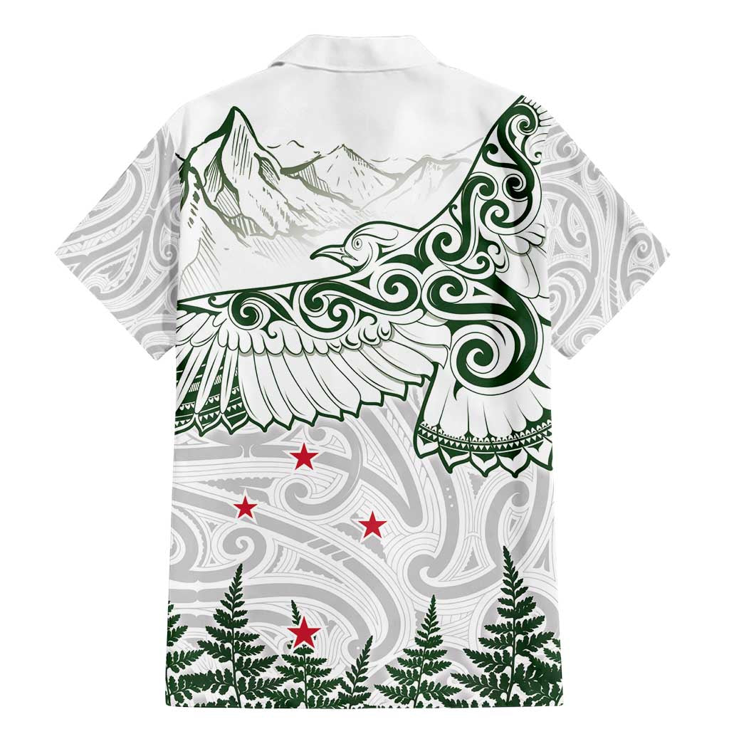 New Zealand Kea Bird Family Matching Mermaid Dress and Hawaiian Shirt Maori Tattoo and Silver Fern Green Color LT03 - Polynesian Pride