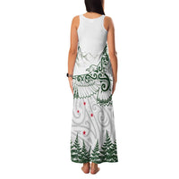 New Zealand Kea Bird Family Matching Tank Maxi Dress and Hawaiian Shirt Maori Tattoo and Silver Fern Green Color LT03 - Polynesian Pride