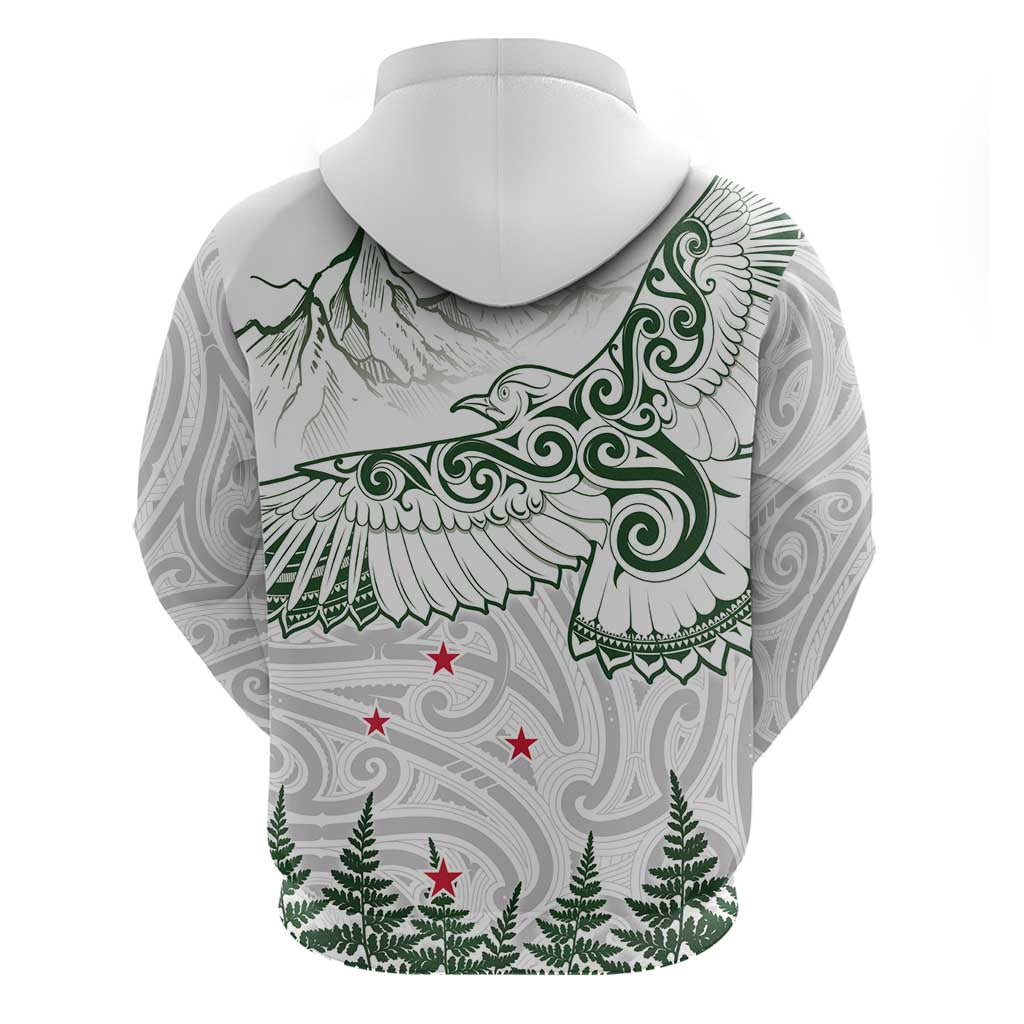New Zealand Kea Bird Hoodie Maori Tattoo and Silver Fern Green Color LT03 - Polynesian Pride
