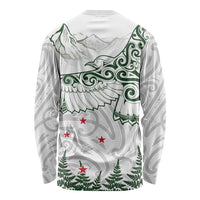 New Zealand Kea Bird Long Sleeve Shirt Maori Tattoo and Silver Fern Green Color LT03 - Polynesian Pride