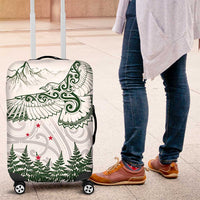 New Zealand Kea Bird Luggage Cover Maori Tattoo and Silver Fern Green Color