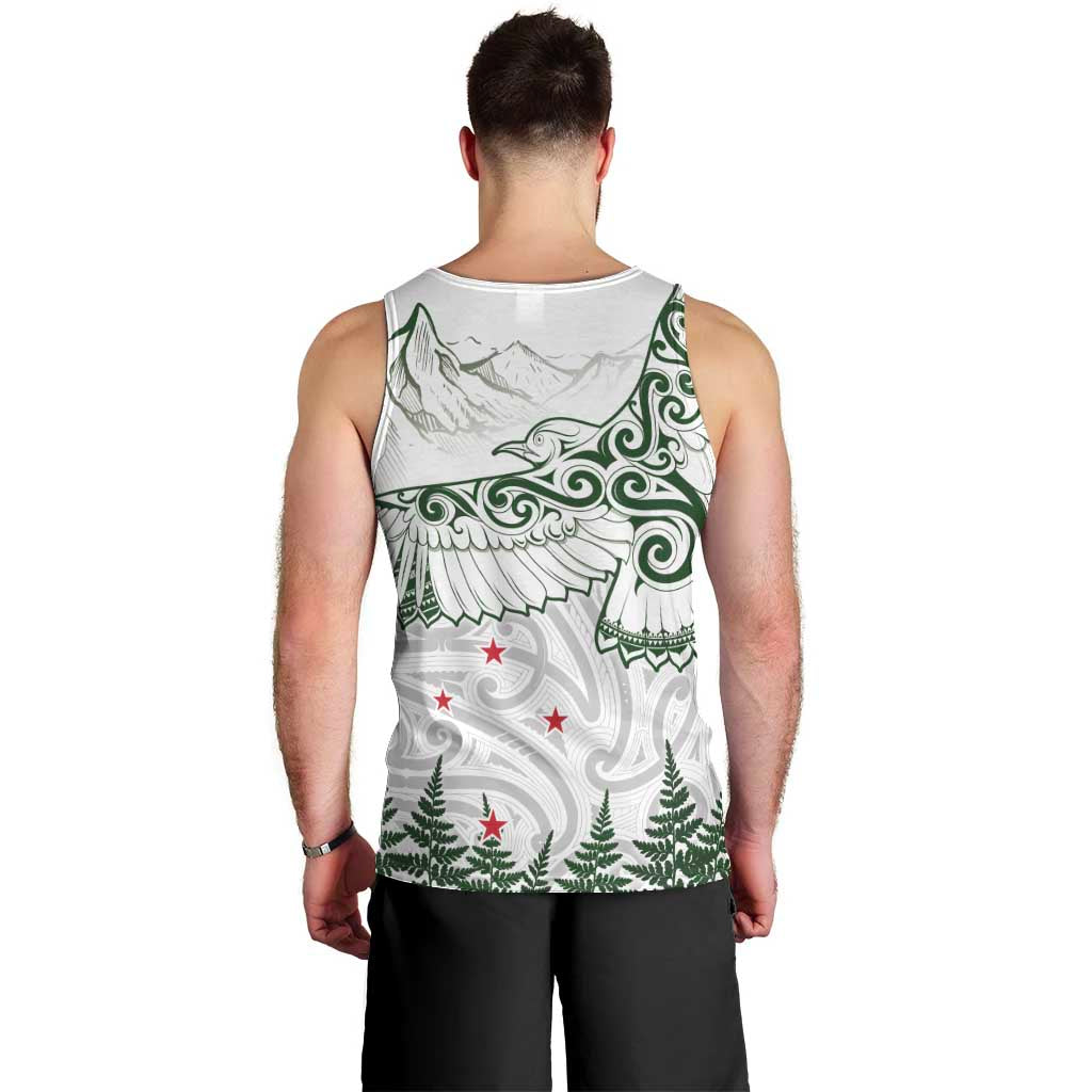 New Zealand Kea Bird Men Tank Top Maori Tattoo and Silver Fern Green Color LT03 - Polynesian Pride