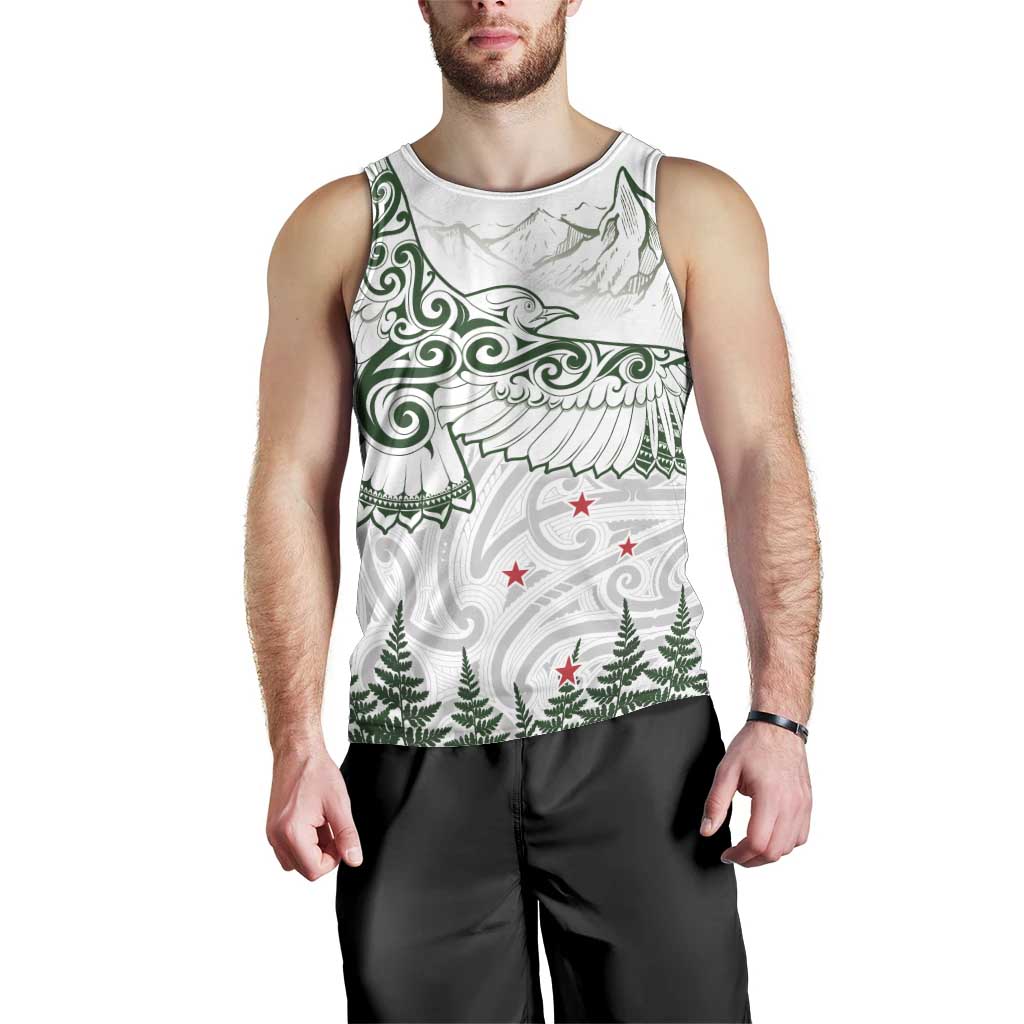 New Zealand Kea Bird Men Tank Top Maori Tattoo and Silver Fern Green Color LT03 - Polynesian Pride