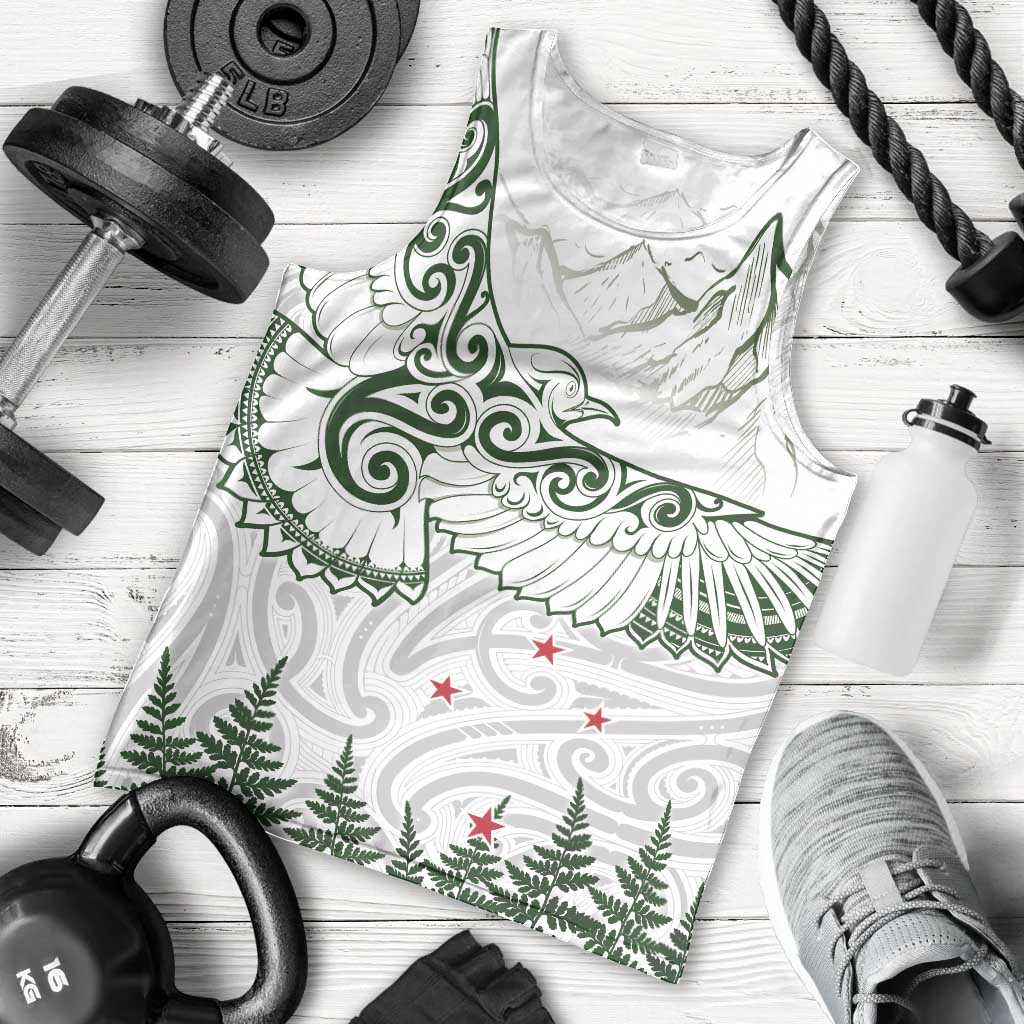 New Zealand Kea Bird Men Tank Top Maori Tattoo and Silver Fern Green Color LT03 - Polynesian Pride