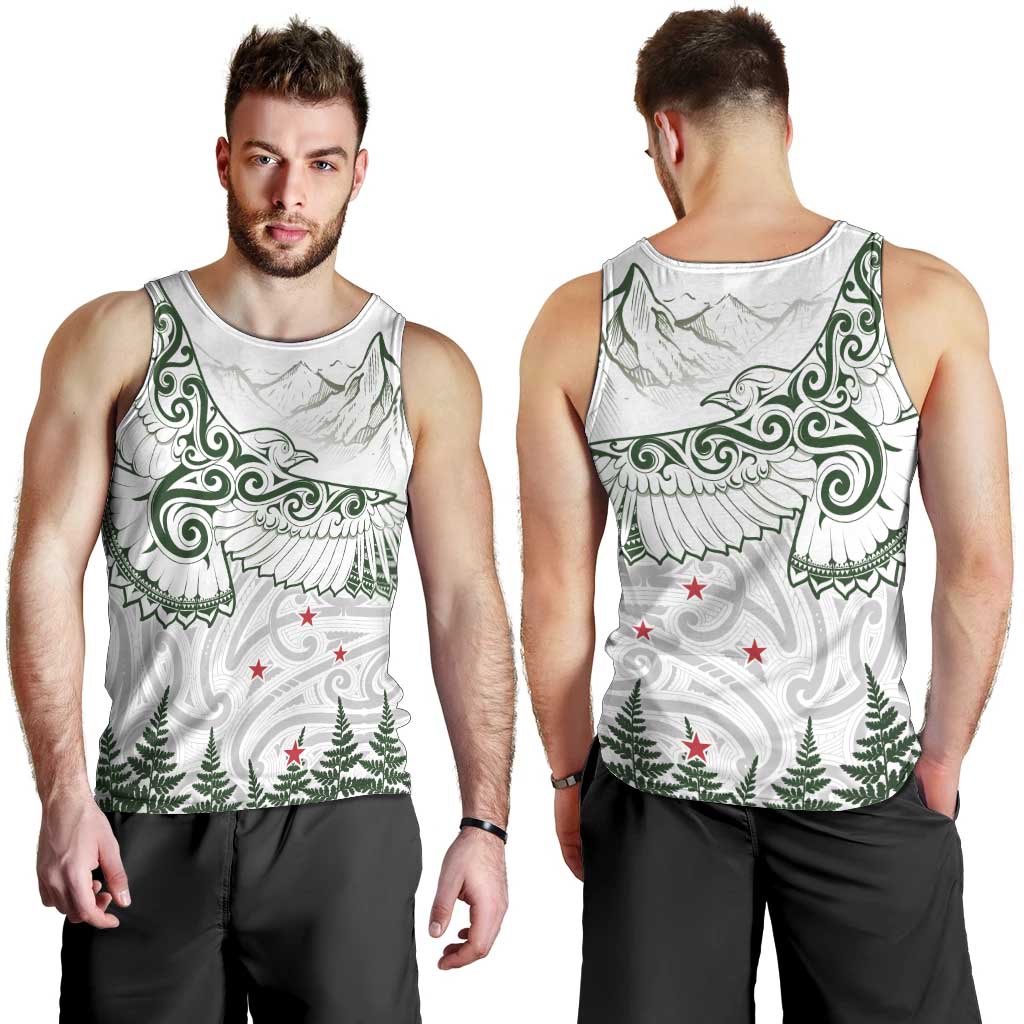New Zealand Kea Bird Men Tank Top Maori Tattoo and Silver Fern Green Color LT03 - Polynesian Pride