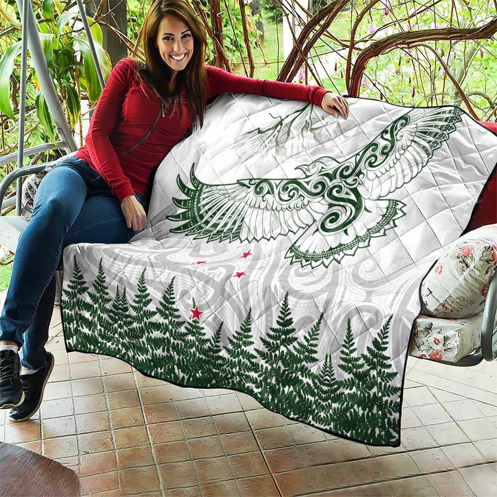 New Zealand Kea Bird Quilt Maori Tattoo and Silver Fern Green Color LT03 - Polynesian Pride