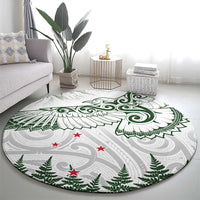 New Zealand Kea Bird Round Carpet Maori Tattoo and Silver Fern Green Color LT03 - Polynesian Pride