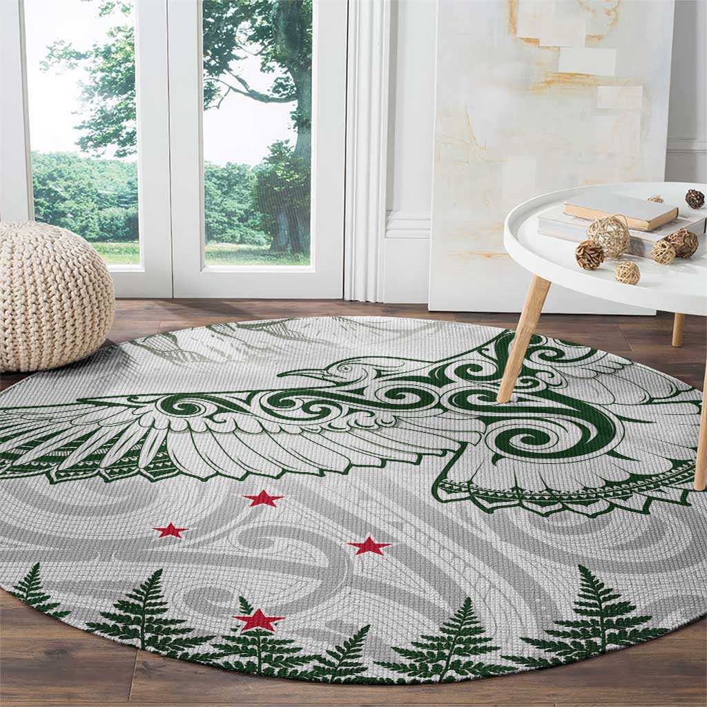 New Zealand Kea Bird Round Carpet Maori Tattoo and Silver Fern Green Color LT03 - Polynesian Pride