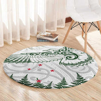 New Zealand Kea Bird Round Carpet Maori Tattoo and Silver Fern Green Color LT03 - Polynesian Pride