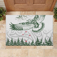 New Zealand Kea Bird Rubber Doormat Maori Tattoo and Silver Fern Green Color LT03 White - Polynesian Pride