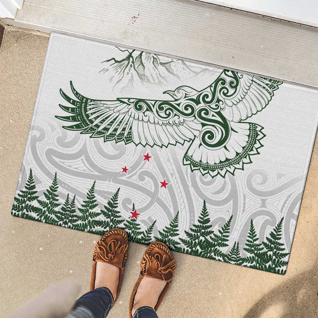 New Zealand Kea Bird Rubber Doormat Maori Tattoo and Silver Fern Green Color LT03 - Polynesian Pride