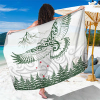 New Zealand Kea Bird Sarong Maori Tattoo and Silver Fern Green Color LT03 One Size 44 x 66 inches White - Polynesian Pride