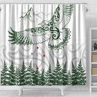 New Zealand Kea Bird Shower Curtain Maori Tattoo and Silver Fern Green Color LT03 - Polynesian Pride