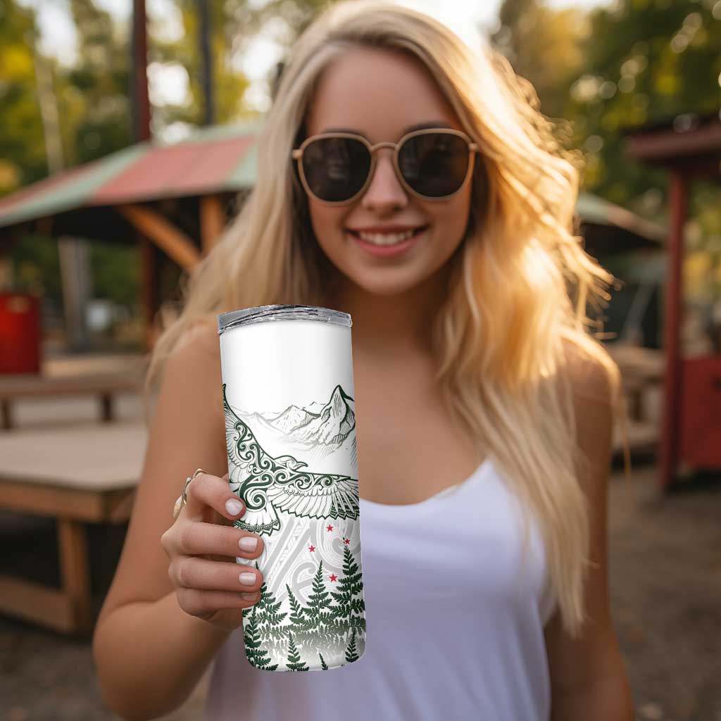 New Zealand Kea Bird Skinny Tumbler Maori Tattoo and Silver Fern Green Color LT03 - Polynesian Pride