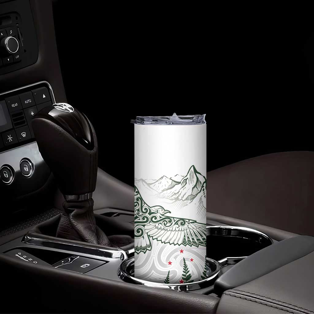 New Zealand Kea Bird Skinny Tumbler Maori Tattoo and Silver Fern Green Color LT03 - Polynesian Pride