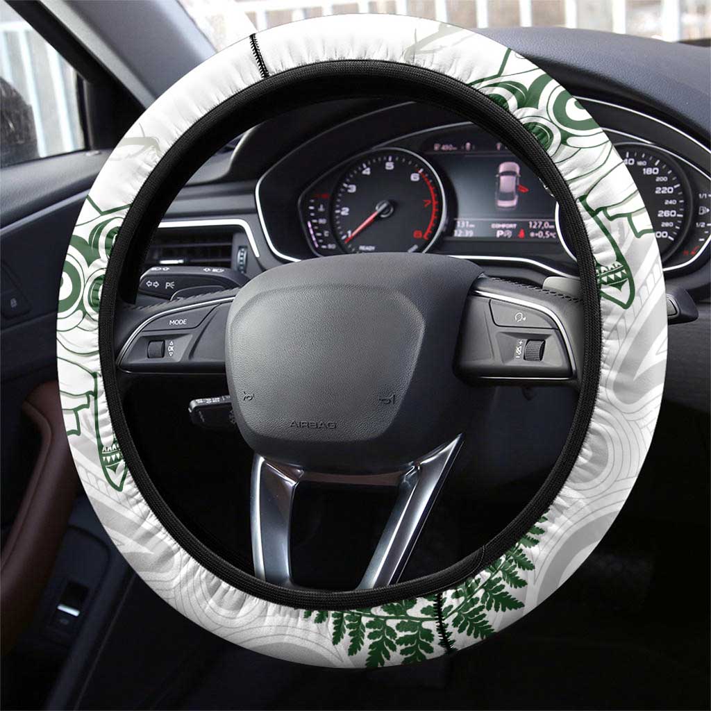 New Zealand Kea Bird Steering Wheel Cover Maori Tattoo and Silver Fern Green Color LT03 - Polynesian Pride