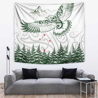 New Zealand Kea Bird Tapestry Maori Tattoo and Silver Fern Green Color LT03 White - Polynesian Pride