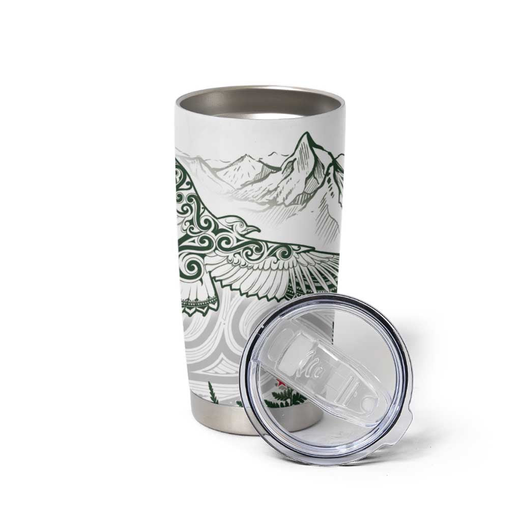 New Zealand Kea Bird Tumbler Cup Maori Tattoo and Silver Fern Green Color LT03 - Polynesian Pride