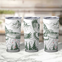 New Zealand Kea Bird Tumbler Cup Maori Tattoo and Silver Fern Green Color LT03 - Polynesian Pride