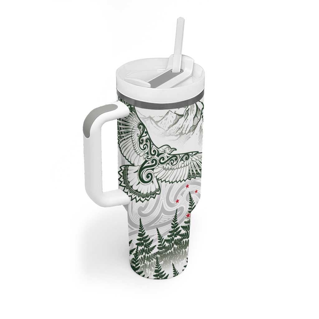 New Zealand Kea Bird Tumbler With Handle Maori Tattoo and Silver Fern Green Color LT03 - Polynesian Pride