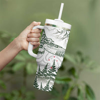 New Zealand Kea Bird Tumbler With Handle Maori Tattoo and Silver Fern Green Color LT03 - Polynesian Pride
