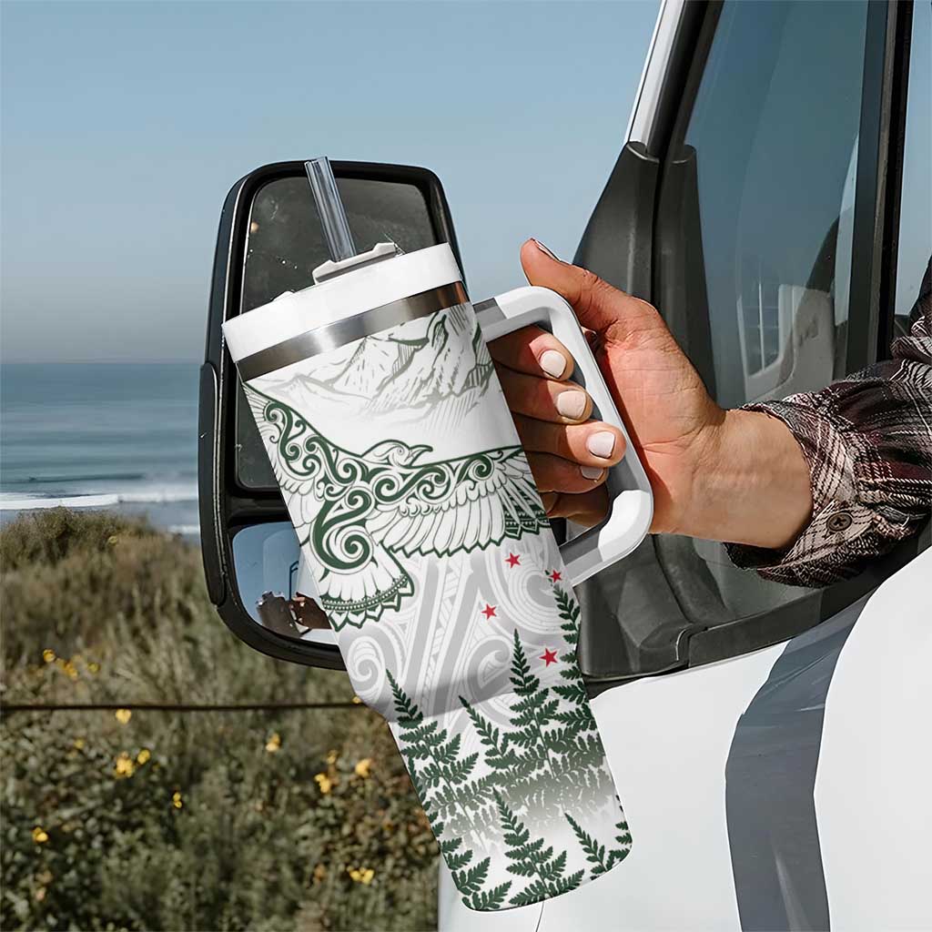 New Zealand Kea Bird Tumbler With Handle Maori Tattoo and Silver Fern Green Color LT03 - Polynesian Pride