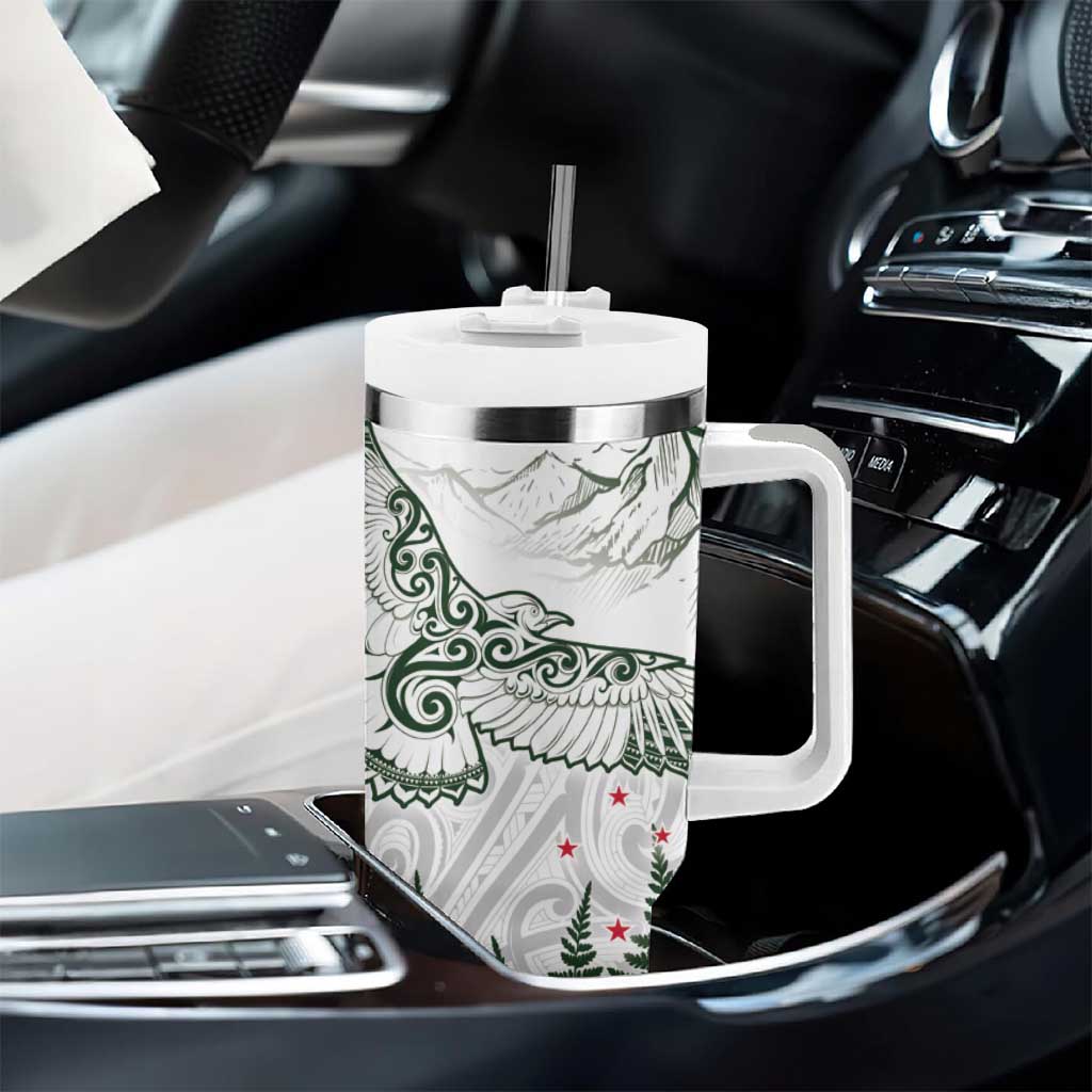 New Zealand Kea Bird Tumbler With Handle Maori Tattoo and Silver Fern Green Color LT03 - Polynesian Pride