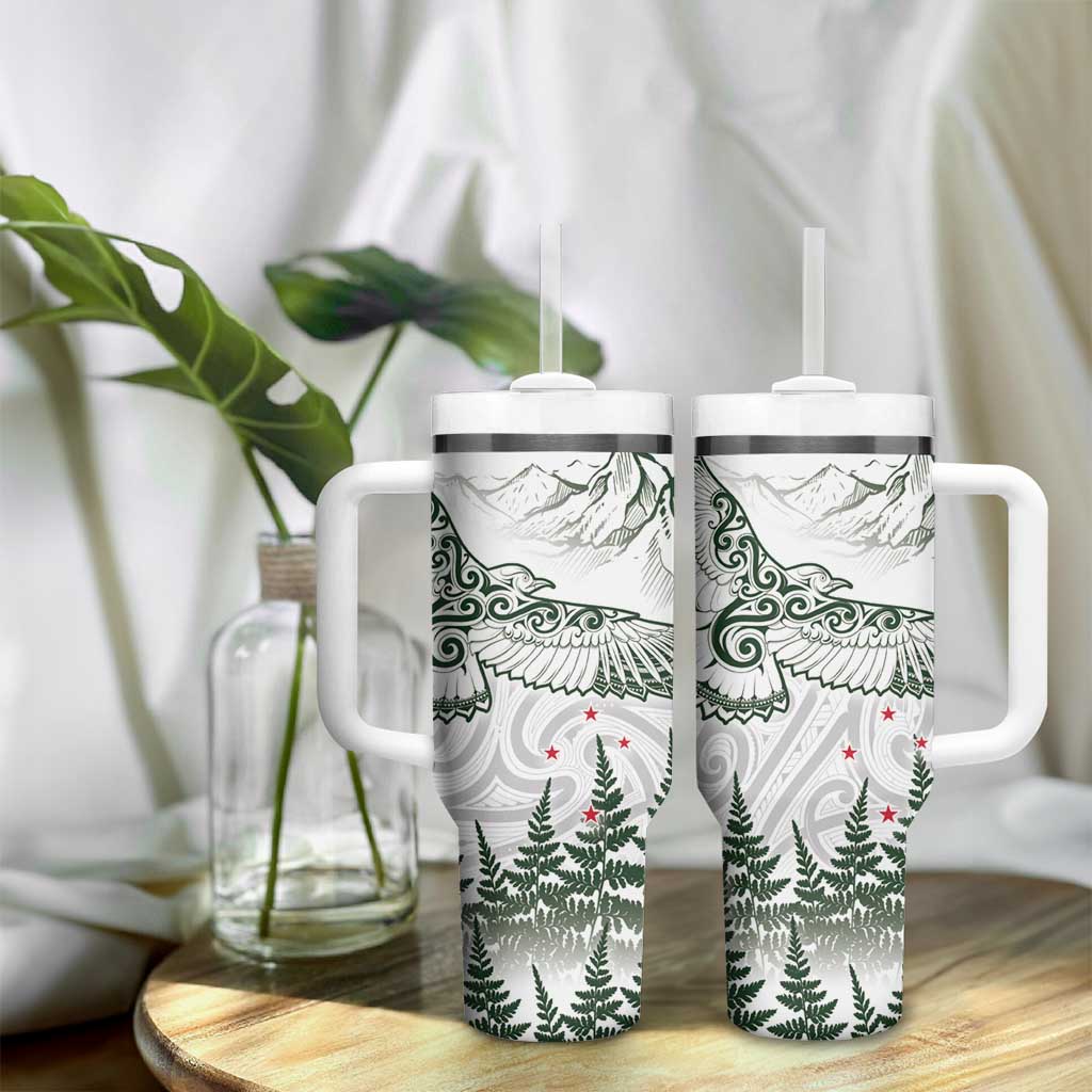 New Zealand Kea Bird Tumbler With Handle Maori Tattoo and Silver Fern Green Color LT03 - Polynesian Pride