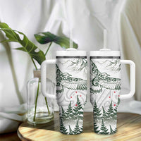 New Zealand Kea Bird Tumbler With Handle Maori Tattoo and Silver Fern Green Color LT03 - Polynesian Pride