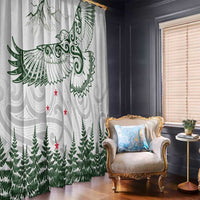 New Zealand Kea Bird Window Curtain Maori Tattoo and Silver Fern Green Color LT03 - Polynesian Pride