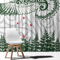New Zealand Kea Bird Window Curtain Maori Tattoo and Silver Fern Green Color LT03 - Polynesian Pride