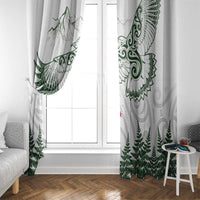 New Zealand Kea Bird Window Curtain Maori Tattoo and Silver Fern Green Color LT03 - Polynesian Pride