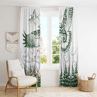 New Zealand Kea Bird Window Curtain Maori Tattoo and Silver Fern Green Color LT03 - Polynesian Pride