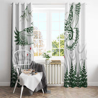 New Zealand Kea Bird Window Curtain Maori Tattoo and Silver Fern Green Color LT03 - Polynesian Pride