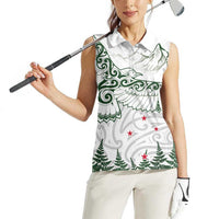 New Zealand Kea Bird Women Sleeveless Polo Shirt Maori Tattoo and Silver Fern Green Color LT03 - Polynesian Pride