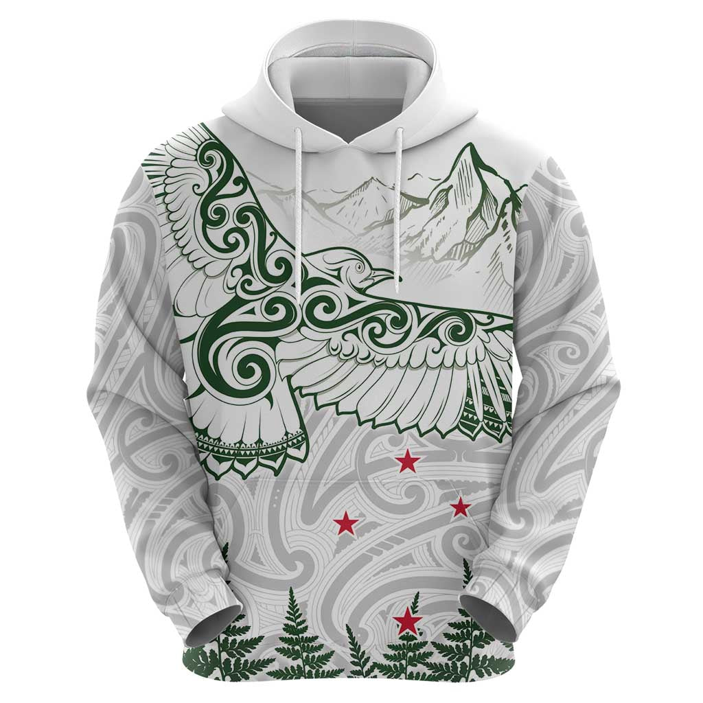 New Zealand Kea Bird Zip Hoodie Maori Tattoo and Silver Fern Green Color LT03 - Polynesian Pride