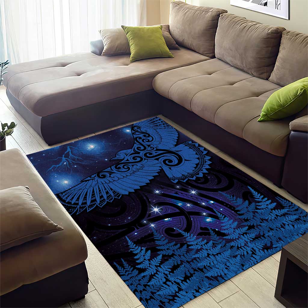 New Zealand Kea Bird Area Rug Maori Tattoo and Silver Fern Matariki Style LT03 - Polynesian Pride