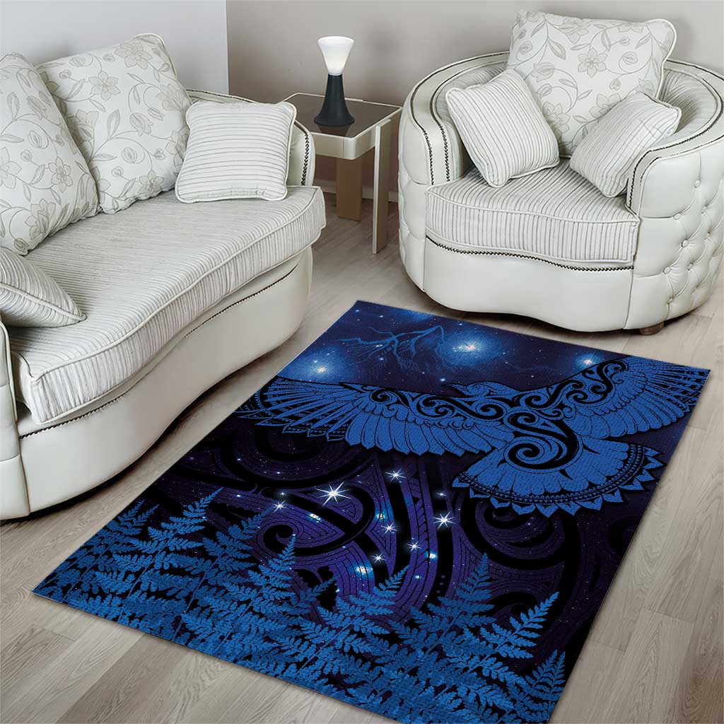 New Zealand Kea Bird Area Rug Maori Tattoo and Silver Fern Matariki Style LT03 - Polynesian Pride