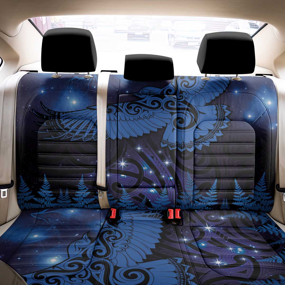 New Zealand Kea Bird Back Car Seat Cover Maori Tattoo and Silver Fern Matariki Style LT03 - Polynesian Pride
