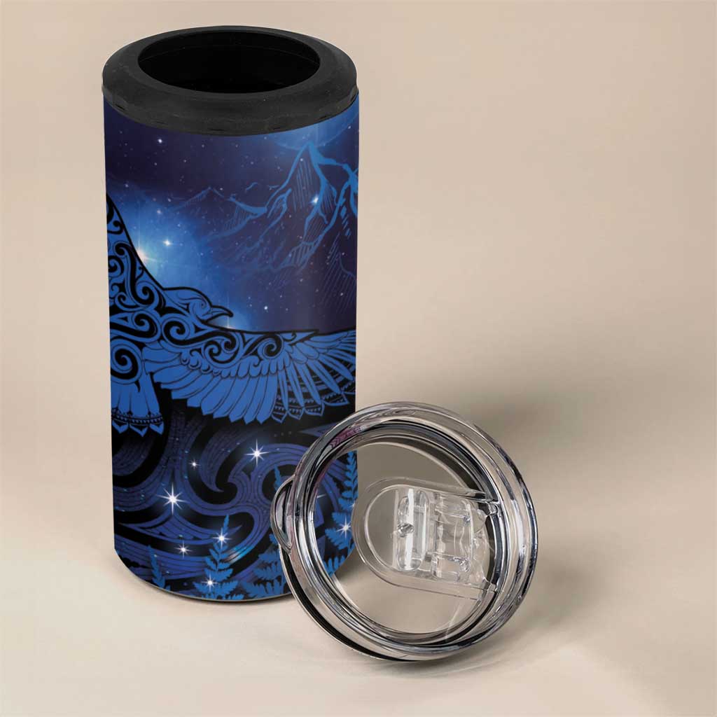 New Zealand Kea Bird 4 in 1 Can Cooler Tumbler Maori Tattoo and Silver Fern Matariki Style LT03 - Polynesian Pride