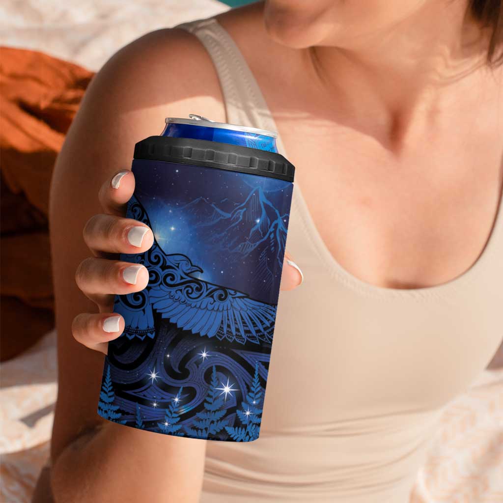 New Zealand Kea Bird 4 in 1 Can Cooler Tumbler Maori Tattoo and Silver Fern Matariki Style LT03 - Polynesian Pride