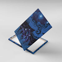 New Zealand Kea Bird Canvas Wall Art Maori Tattoo and Silver Fern Matariki Style LT03 With Frame Blue - Polynesian Pride