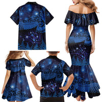 New Zealand Kea Bird Family Matching Mermaid Dress and Hawaiian Shirt Maori Tattoo and Silver Fern Matariki Style LT03 - Polynesian Pride